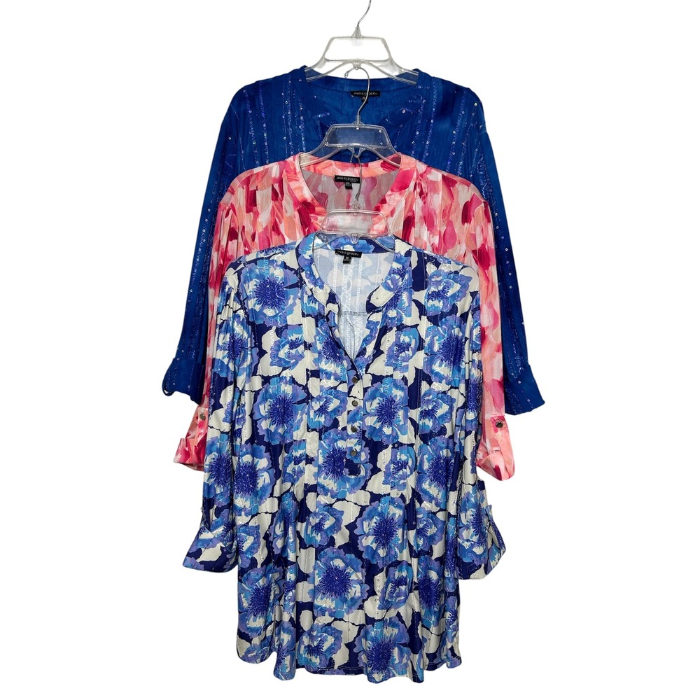 3 Bundle of Stretch Printed Versatile Preppy Blouses/Tops XL/ XLP